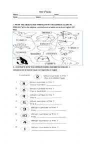 English Worksheet: english test 5th level