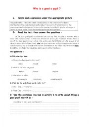 English Worksheet: A good pupil