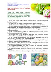 English Worksheet: Easter-related video: I Bet You Didn´t Know EASTER TRADITIONS