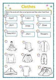 Clothes vocabulary - ESL worksheet by majmusic