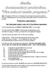 English Worksheet: Media video production class and teacher evaluation