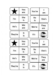 Dominoes verb to be and contractions