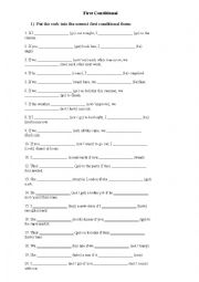 English Worksheet: First Conditional - Sentences for practice