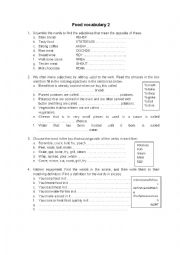 English Worksheet: A revision on food 2