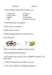 English Worksheet: The space