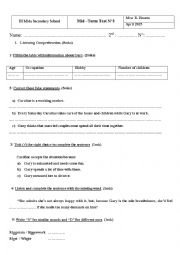 English Worksheet: 2nd form test n 3