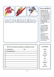 English Worksheet: Superhero Write and Draw Activity