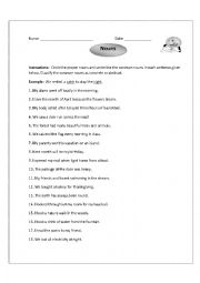 English Worksheet: Nouns