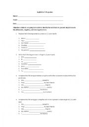 English Worksheet: verb to be guideline