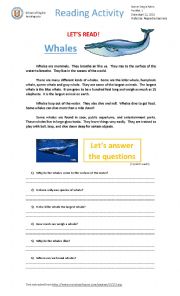 Whales - reading activity