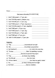 English Worksheet: Verbs: TO HAVE + TO BE