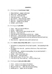 English Worksheet: Quantifiers