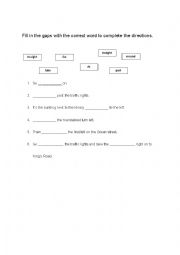 English Worksheet: Directions