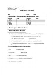 English Worksheet: past simple test