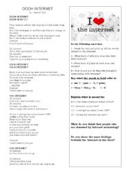 English Worksheet: OOH, INTERNET! A love song