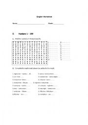 English Worksheet: Numbers 1-100
