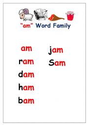 English Worksheet: cvc word family 