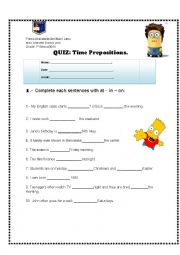 English Worksheet: preposition of time