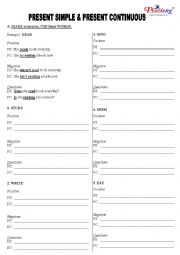 English Worksheet: Present Continuous and Present Simple