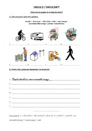 English Worksheet: What should people do to help the Earth?