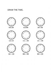 English Worksheet: Draw the time