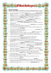 English Worksheet: All About Hamburgers