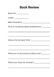 English Worksheet: Book review