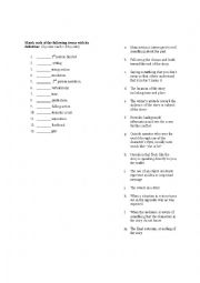 English Worksheet: Literary Elements Matching Test