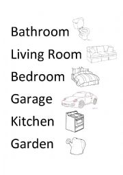 English Worksheet: Places of the house