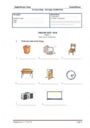 English Worksheet: classroom things