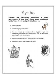 English Worksheet: Myths