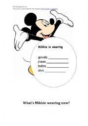 English Worksheet: What is he wearing?