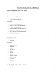 English Worksheet: Problematic questions with what including convenient vocabulary