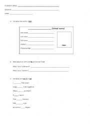 English Worksheet: Personal information,Objects and Numbers