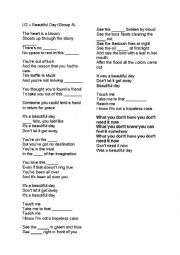 U2 - Beautiful day song worksheet