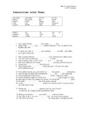 English Worksheet: Prepositions after verbs