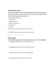 English Worksheet: Important life events