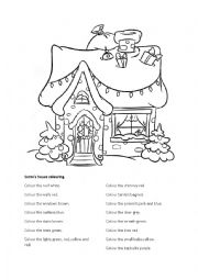 English Worksheet: Christmas colouring Santas House