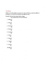 English Worksheet: Vocabulary