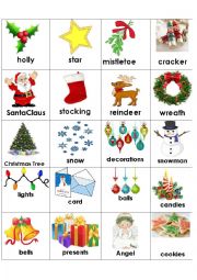Christmas Vocabulary Memory Game - ESL worksheet by HeidiEnglish