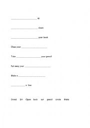 English Worksheet: Simple classroom instruction for beginners/children