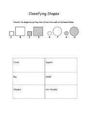 English Worksheet: Classifying Shapes I