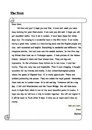 English Worksheet: a letter from London