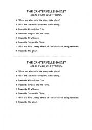 English Worksheet: QUESTIONS FOR ORAL EXAM - *******CANTERVILLE GHOST******