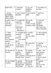 English Worksheet: Can You game