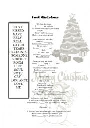 English Worksheet: Last Christmas missing words