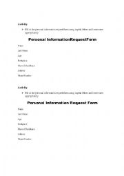 English Worksheet: Personal Information Form