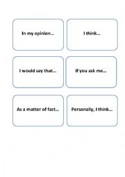 English Worksheet: Discussion cards