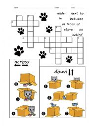 Prepositions Crossword - Cat in the Box
