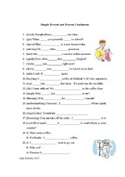 English Worksheet: Simple Present and Present Continuous